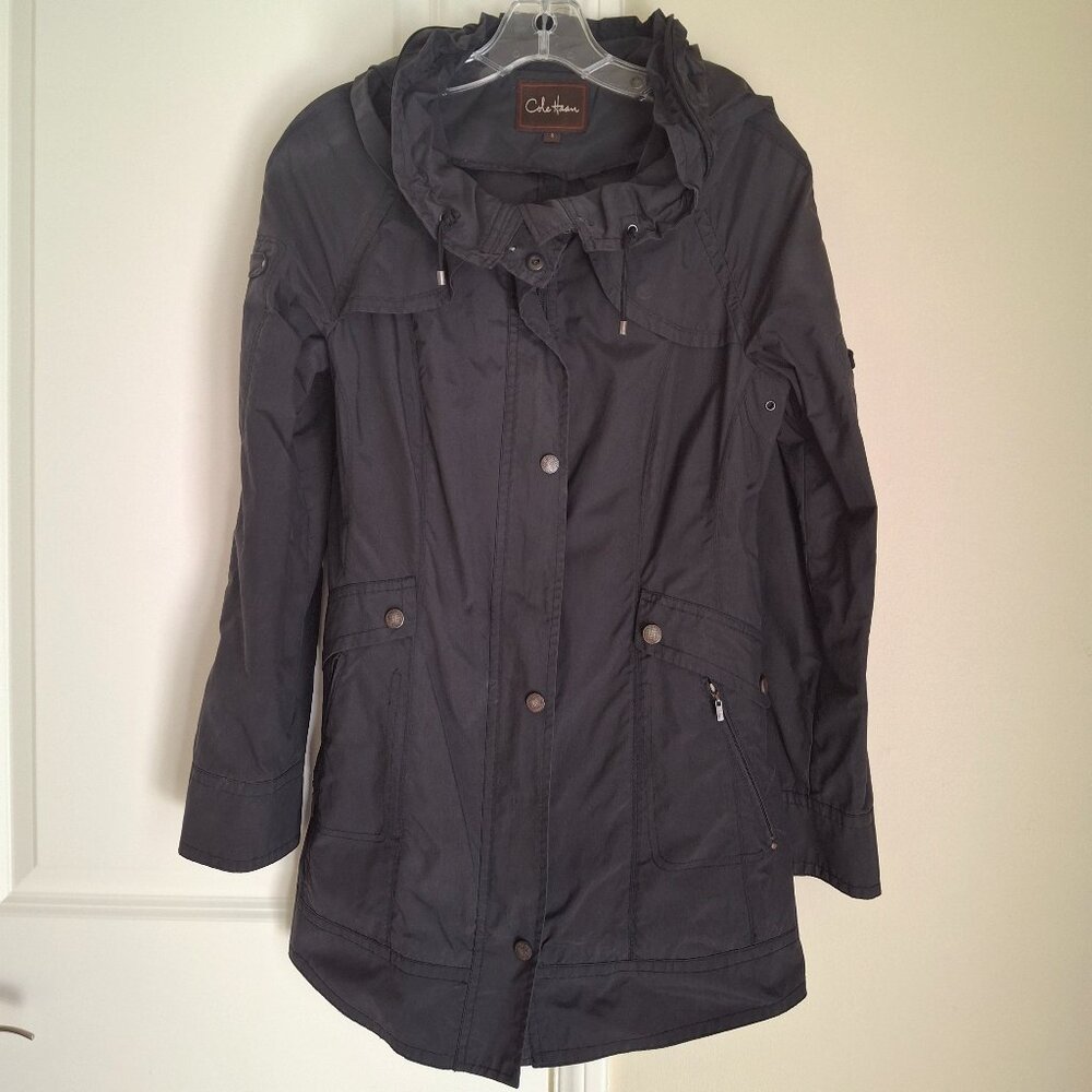 ​Authentic Cole Haan Black Rain Jacket with Cinched Waist - Small